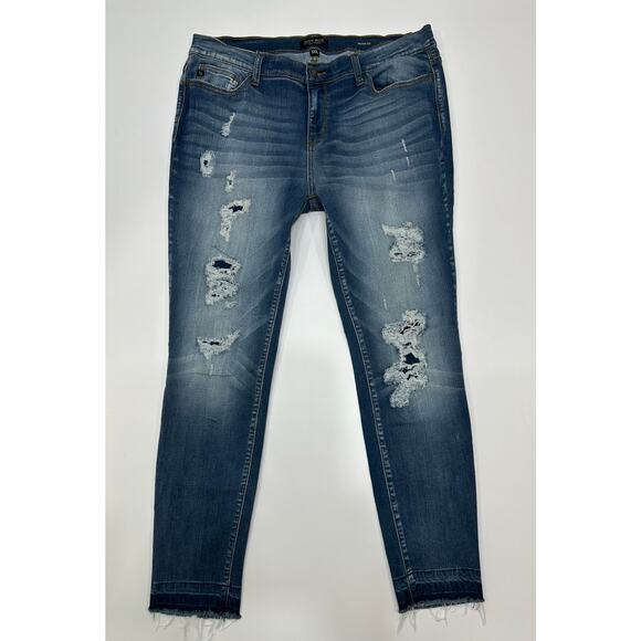 Judy Blue Skinny Fit Distressed Dark Wash Jeans 1XL - Picture 1 of 3